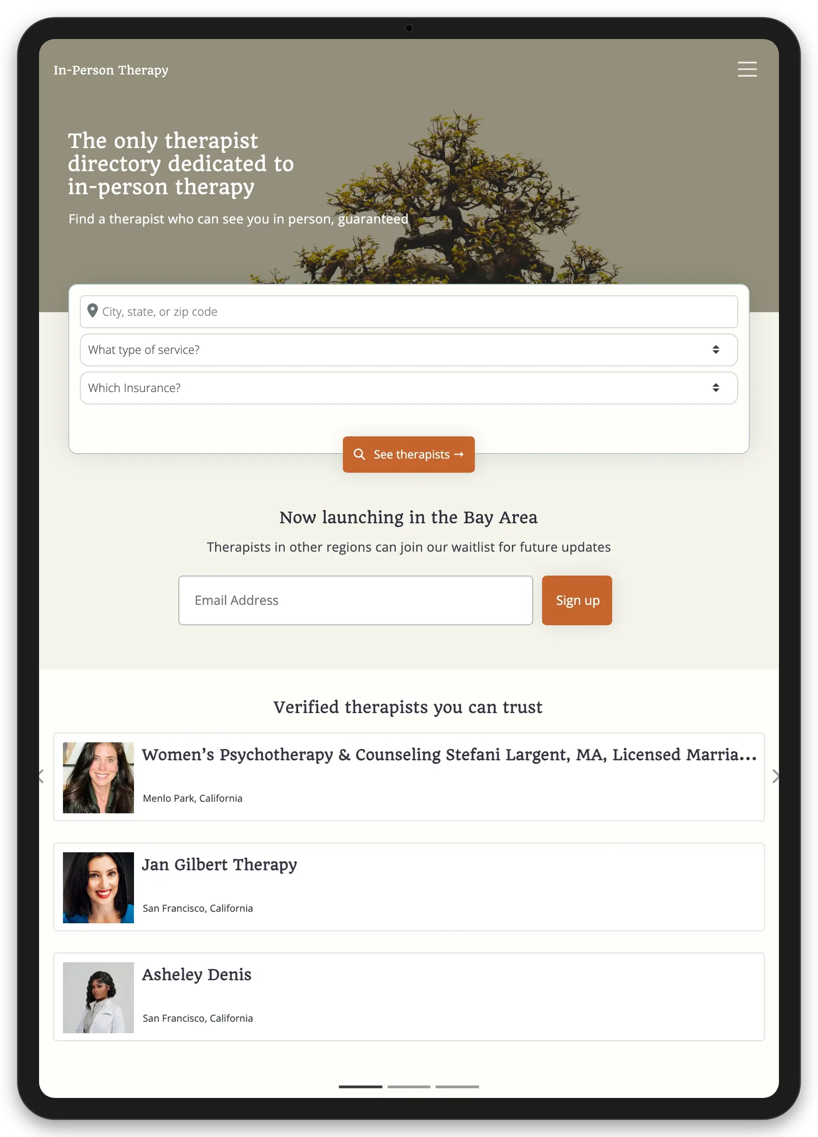 In-Person Therapy: The Directory