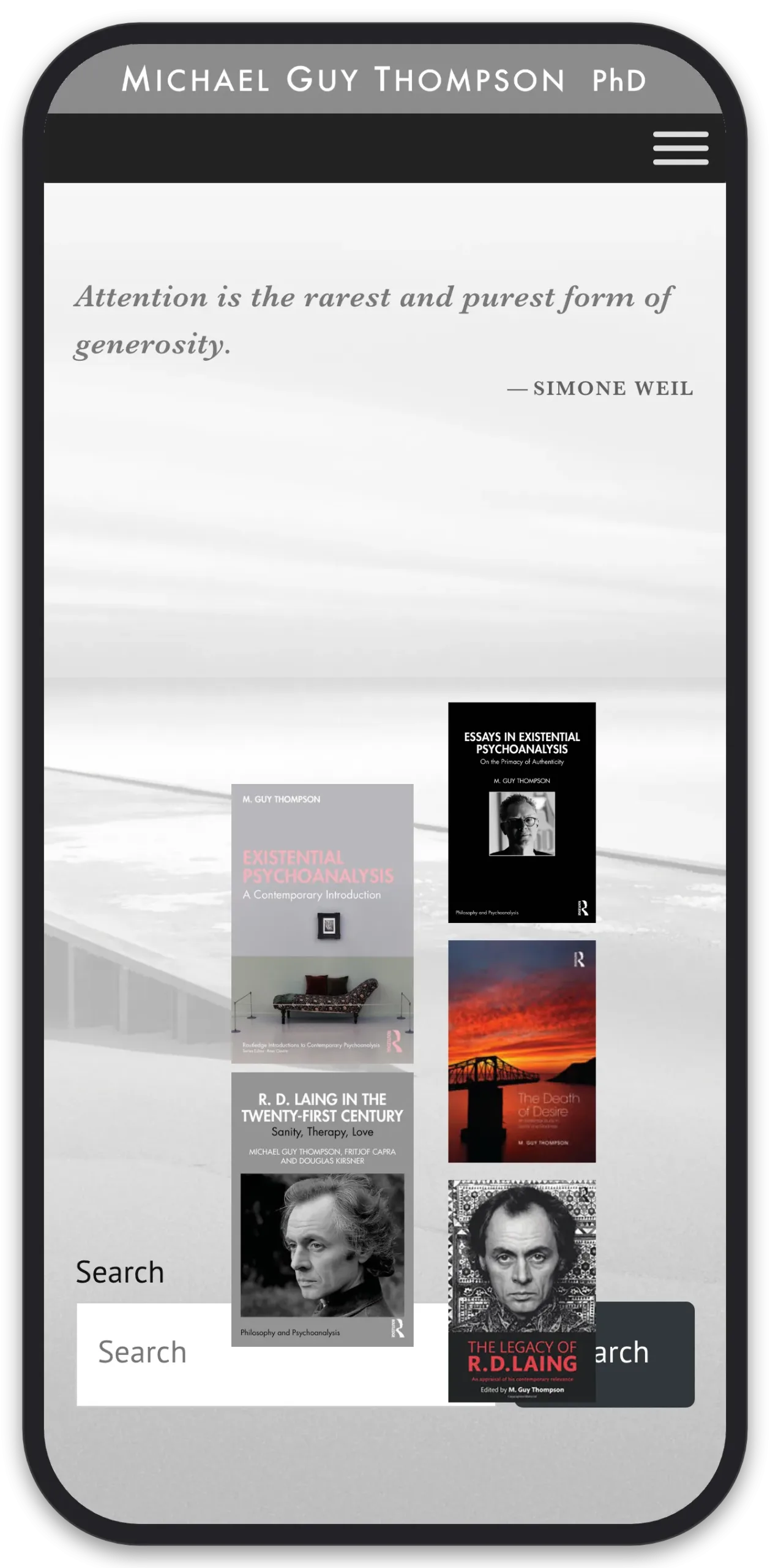 Michael Guy Thompson, PhD: Website, mobile view