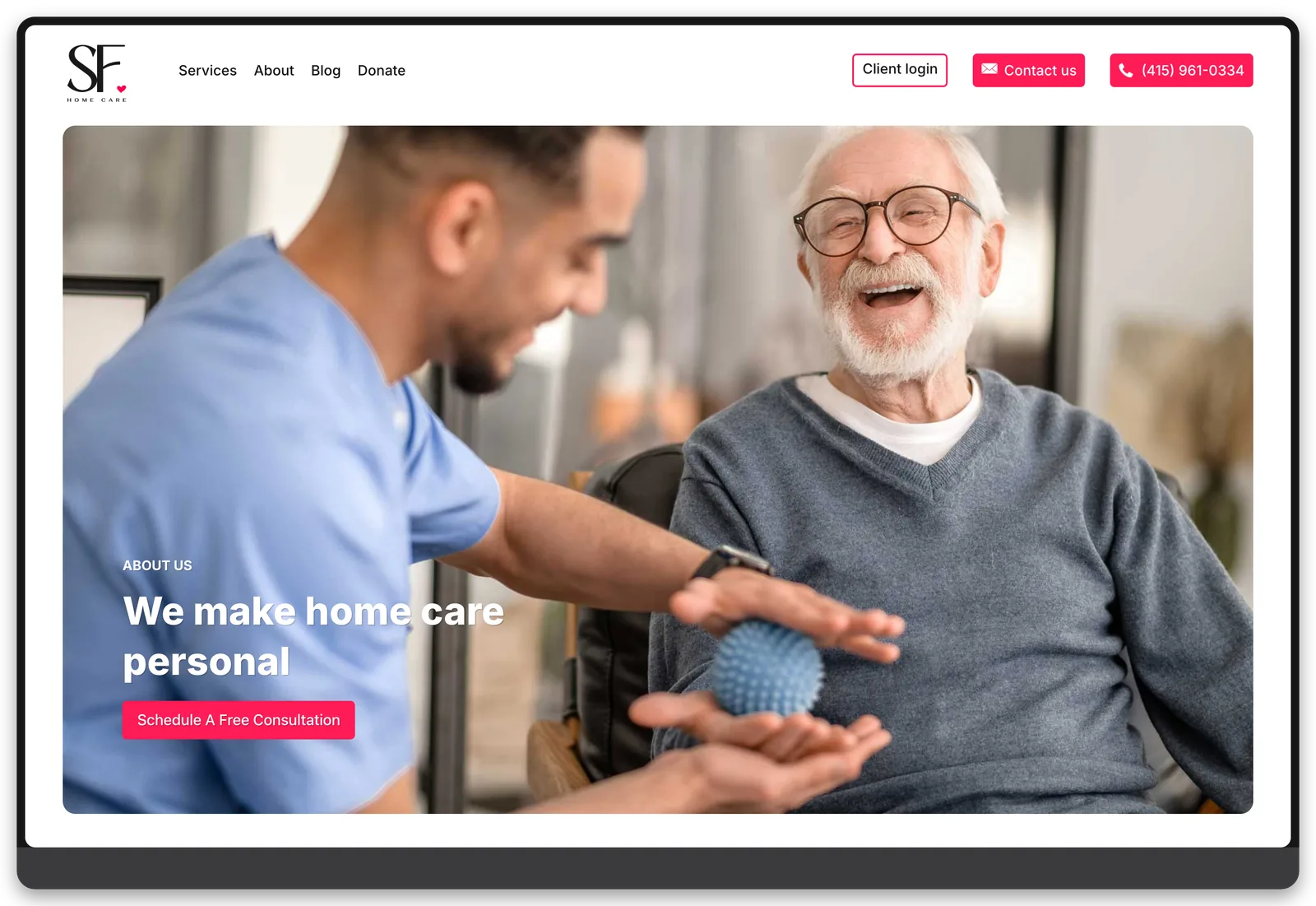 SF Home Care: Logo & Brand, desktop view