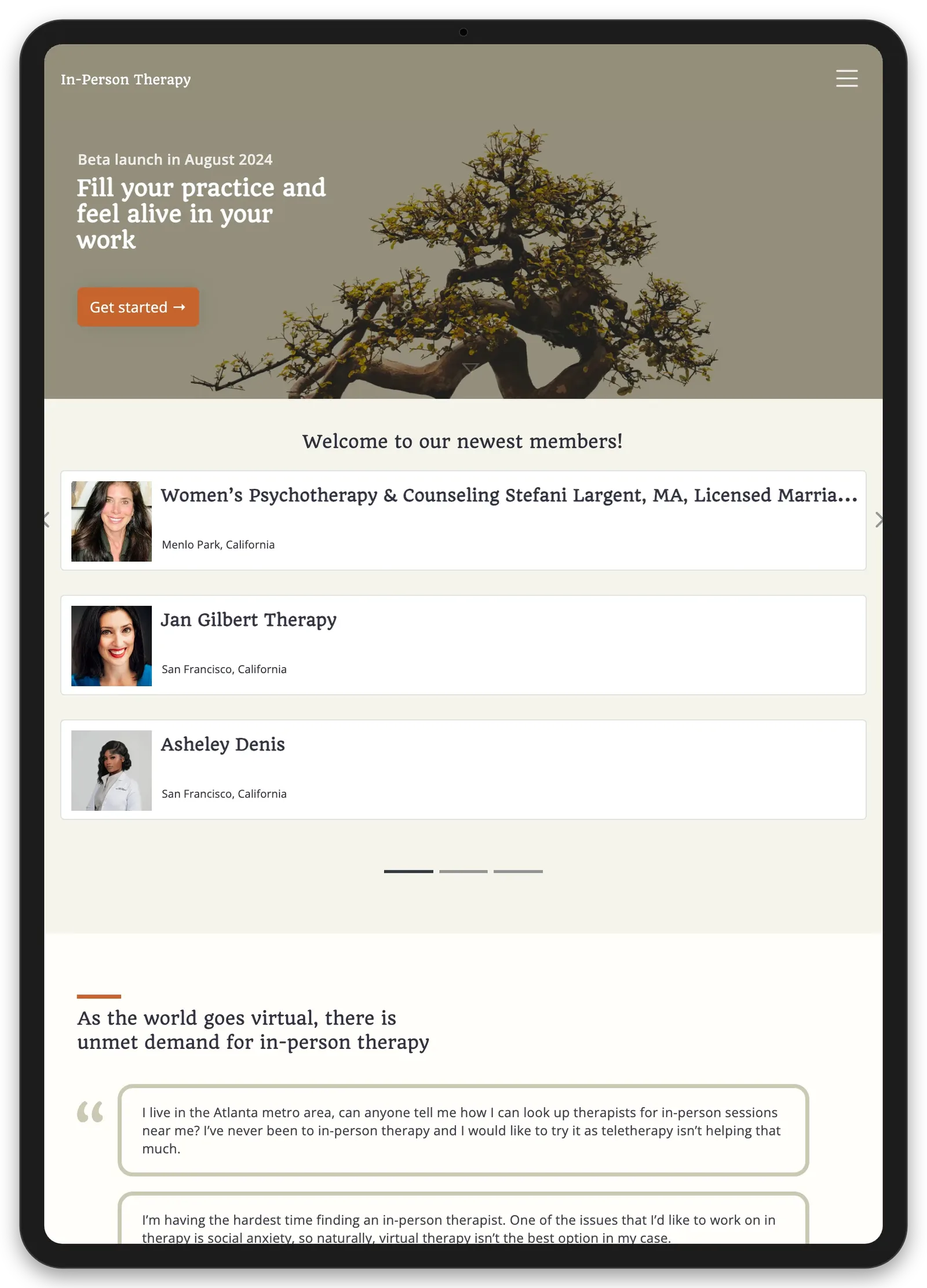 In-Person Therapy: Provider Accounts
