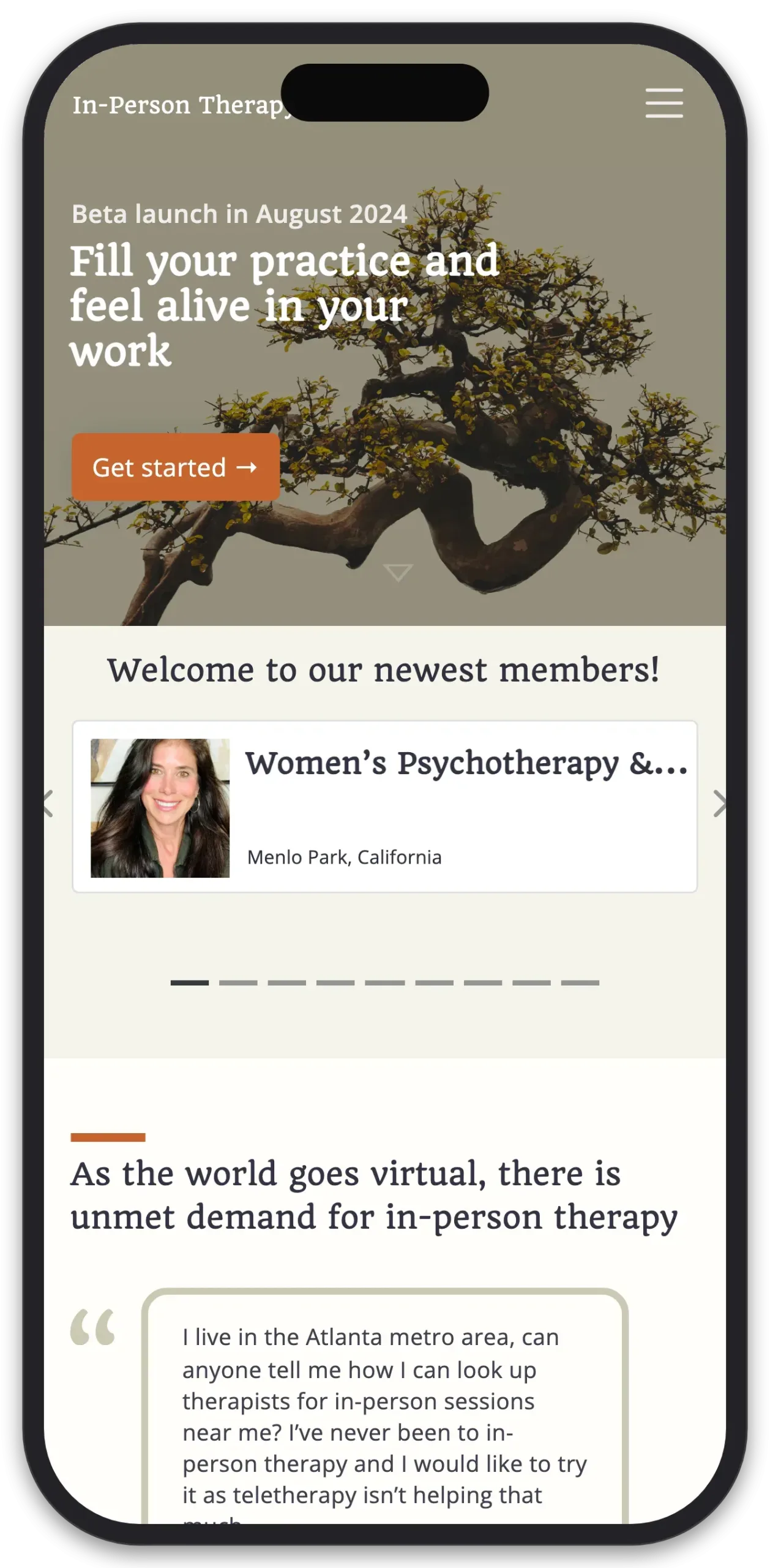 In-Person Therapy: Provider Accounts