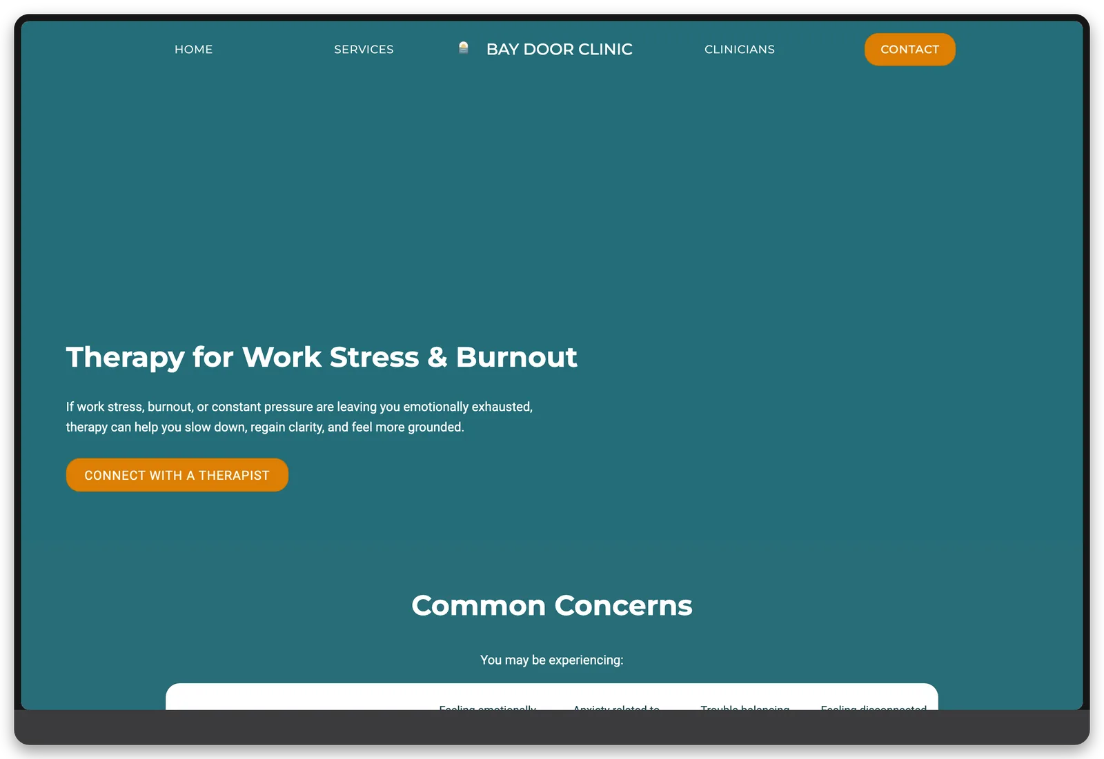 Bay Door Clinic: Clinician Directory, desktop view