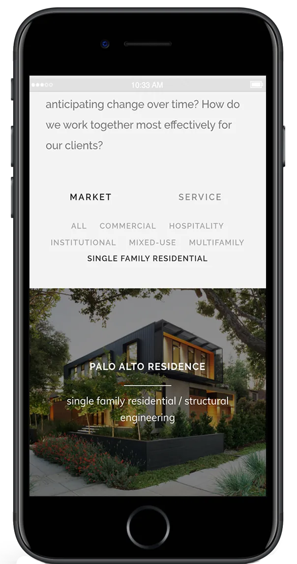 FTF Engineering website on iPhone 8 mobile mockup